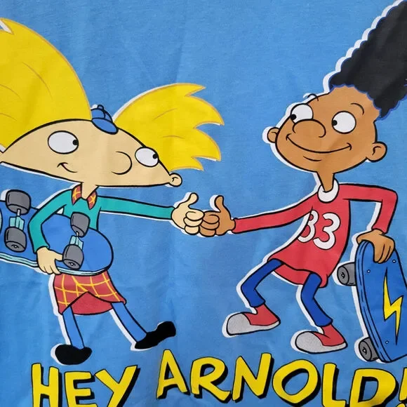 Nickelodeon Hey Arnold Women’s Blue Cropped Graphic T-Shirt – XXL, Cotton Blend - Picture 3 of 5